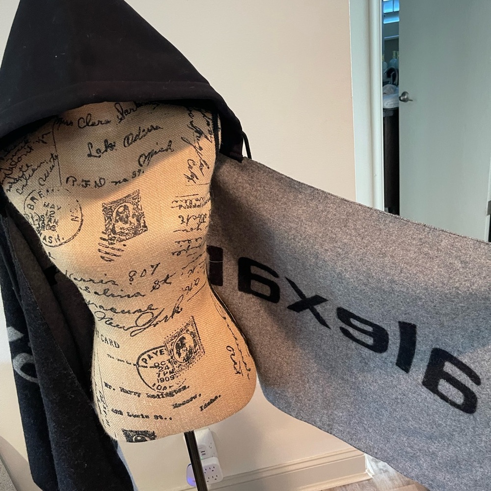 Alexander Wang Black and Gray Hooded Poncho - Picture 5 of 8